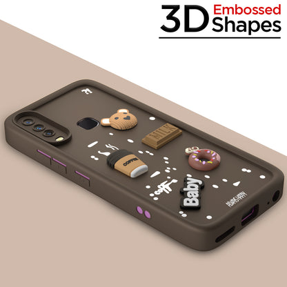Pikkme Y12 / Y15 / Y17 / U10 Cute Fun Cartoon 3D Bear Coffee  Back Cover (Brown)