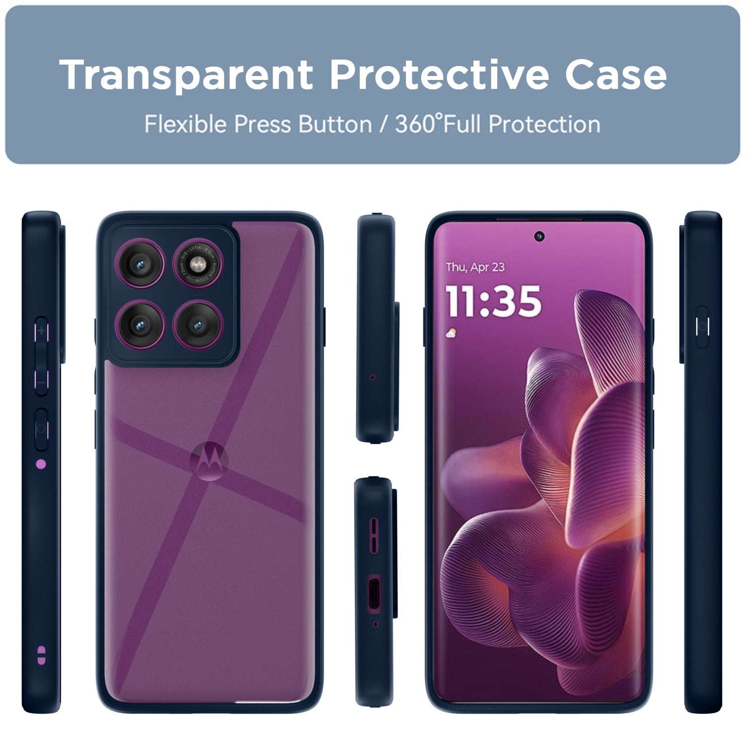 Pikkme Motorola Moto Edge 60 Pro 5G Eagle 2 Shockproof Sleek Hybrid Armor Back Cover (Blue)
