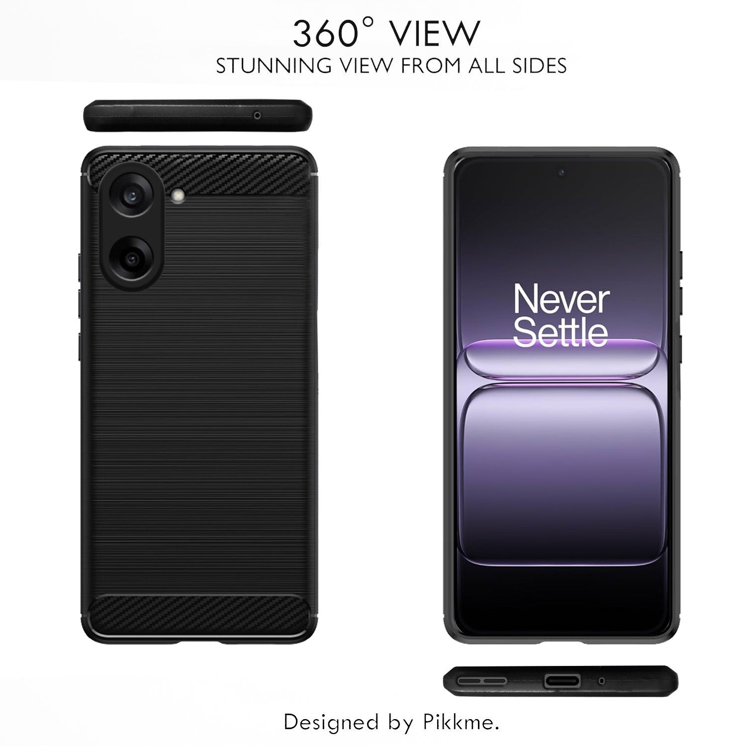 Pikkme OnePlus Nord CE 5 5G  Hybrid Carbon Fiber Back Cover (Black)