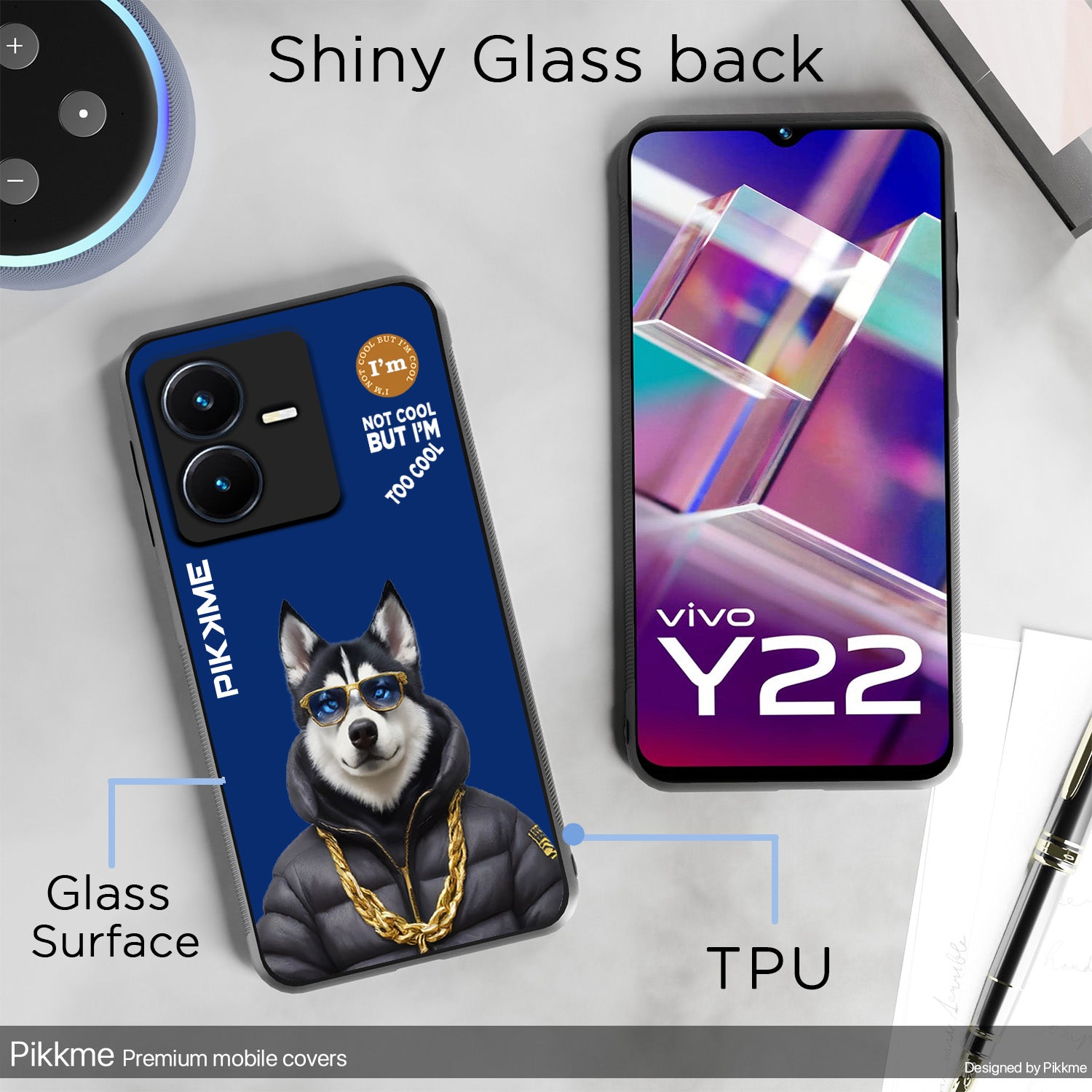 Pikkme Blue Dog Swag  Vivo Y22 Nim2 Back Cover (Design 08)