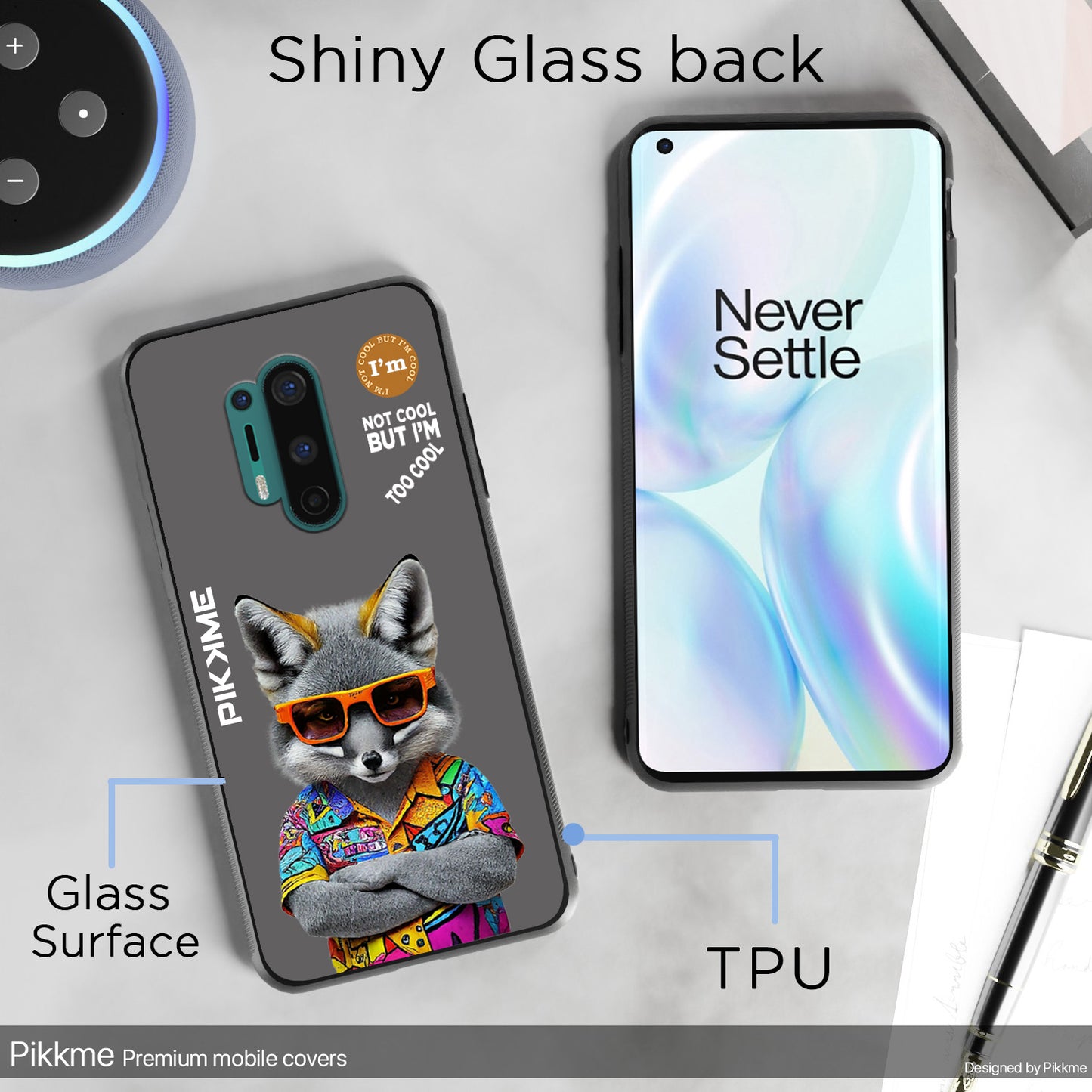 Pikkme Back Cover Pc Tpu + Printed Cool Funky Stylish Grey Wolf Swag Raised Edges Camera Protection |Bumper Case For OnePlus 8 Pro (Design 01)