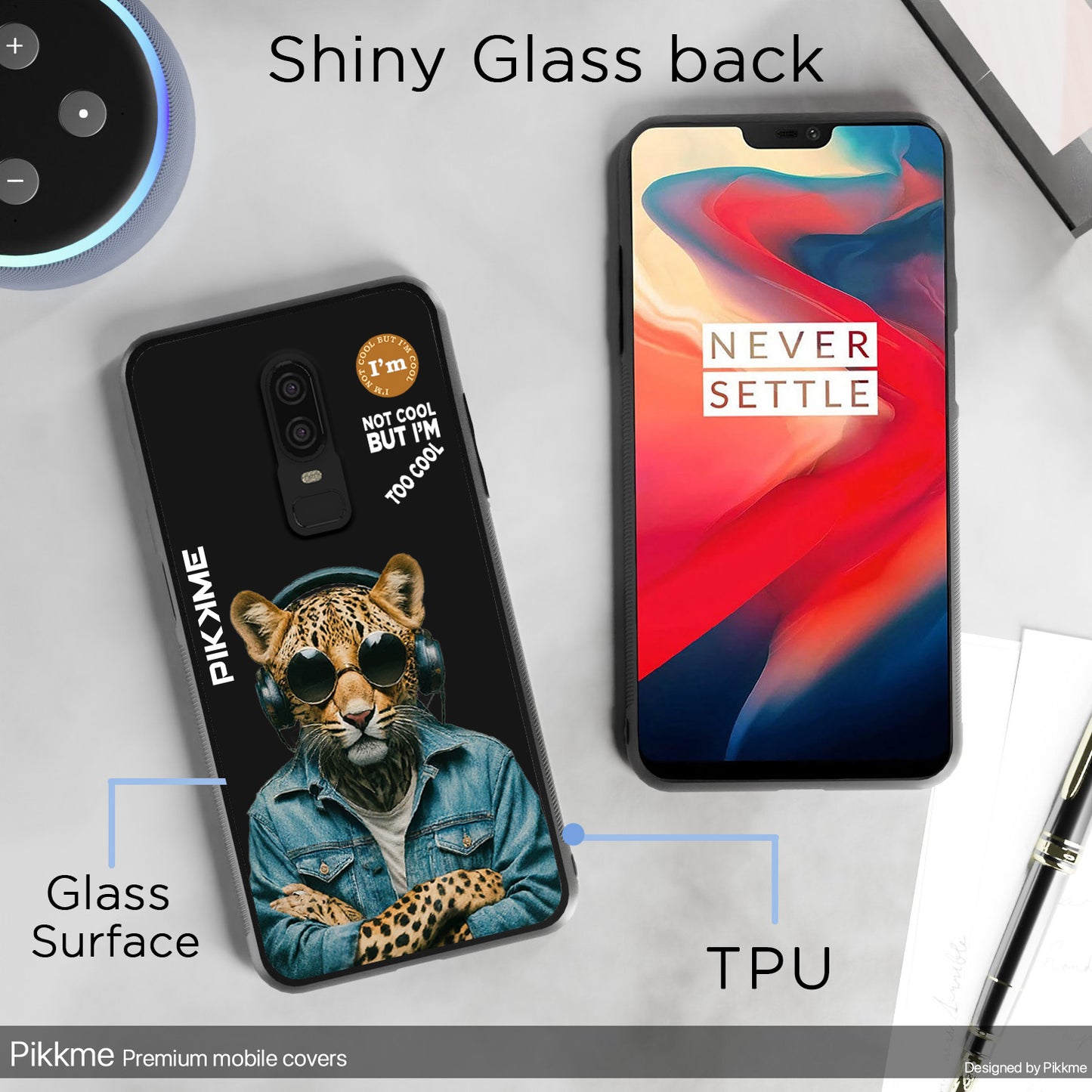 Pikkme Back Cover Pc Tpu + Printed Cool Funky Stylish Black Leopard Swag Raised Edges Camera Protection |Bumper Case For OnePlus 6 (Design 04)