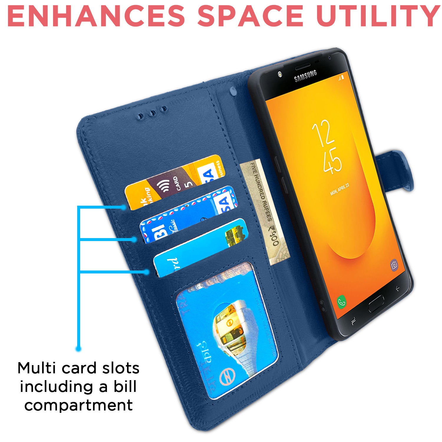 Pikkme Samsung Galaxy J7 Duo Vintage Flip Cover (Blue)