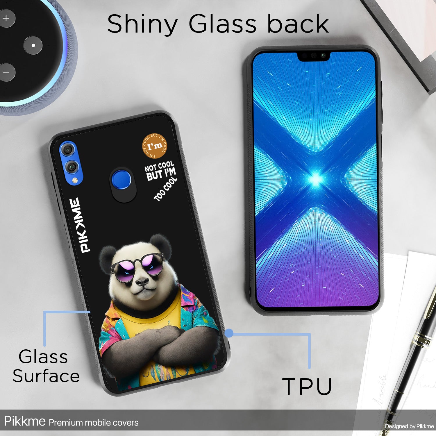 Pikkme Back Cover Pc Tpu + Printed Cool Funky Stylish Black Panda Swag Raised Edges Camera Protection |Bumper Case For Honor 8X (Design 05)