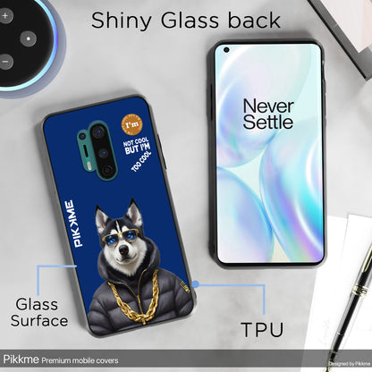 Pikkme Back Cover Pc Tpu + Printed Cool Funky Stylish Blue Dog Swag Raised Edges Camera Protection |Bumper Case For OnePlus 8 Pro (Design 08)