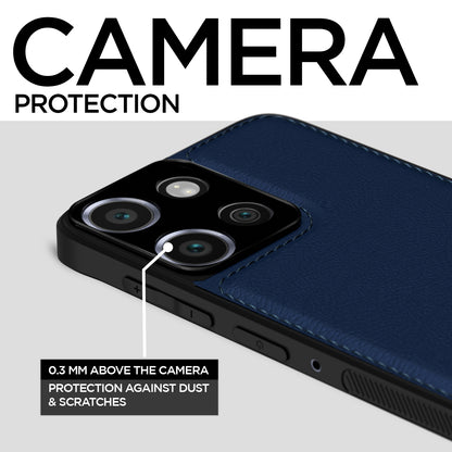 Pikkme Moto Edge 50 5G Leather Back Case | Blue