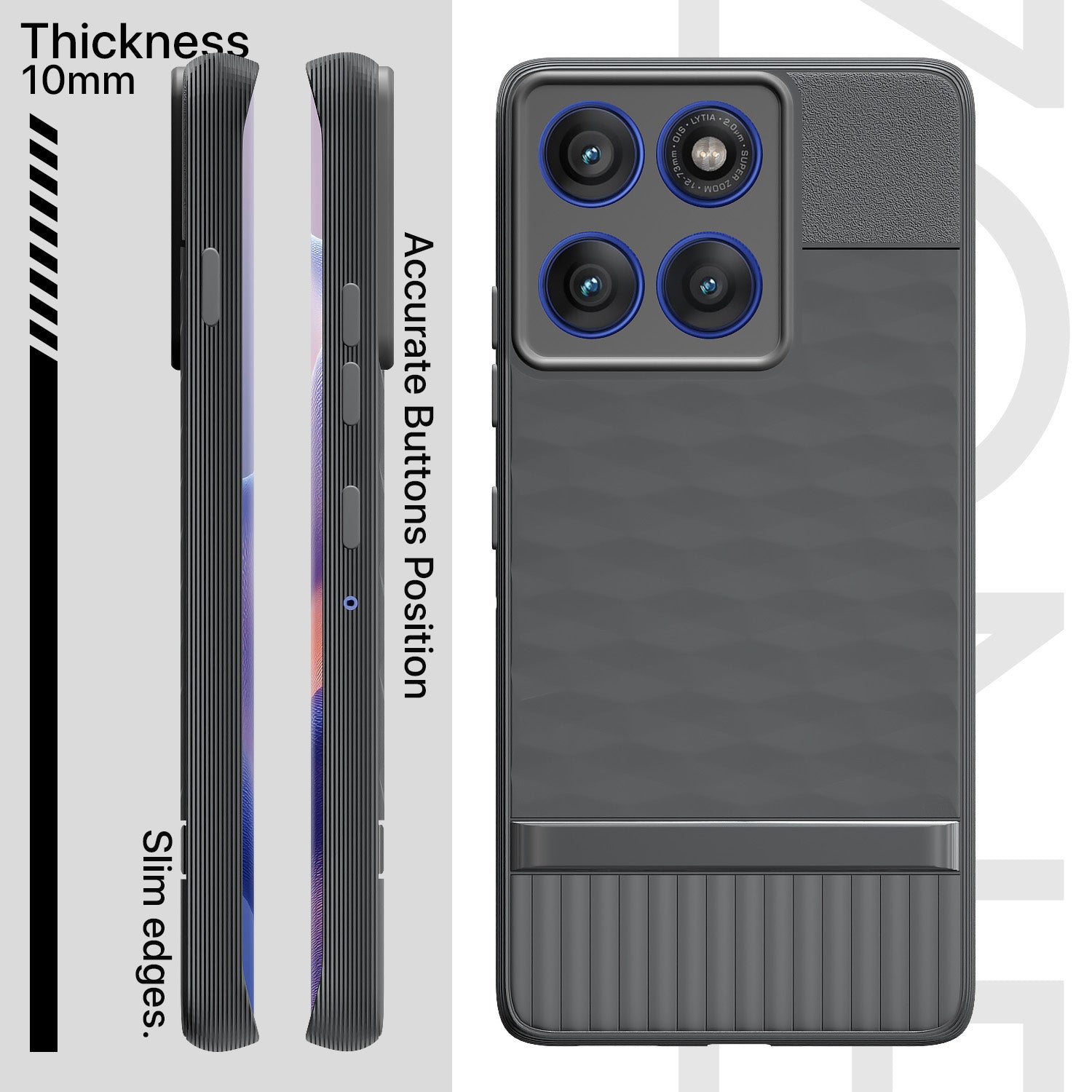 Pikkme Motorola Moto Edge 60 Pro 5G Shockproof Soft Flexible Gencase Back cover (Grey)