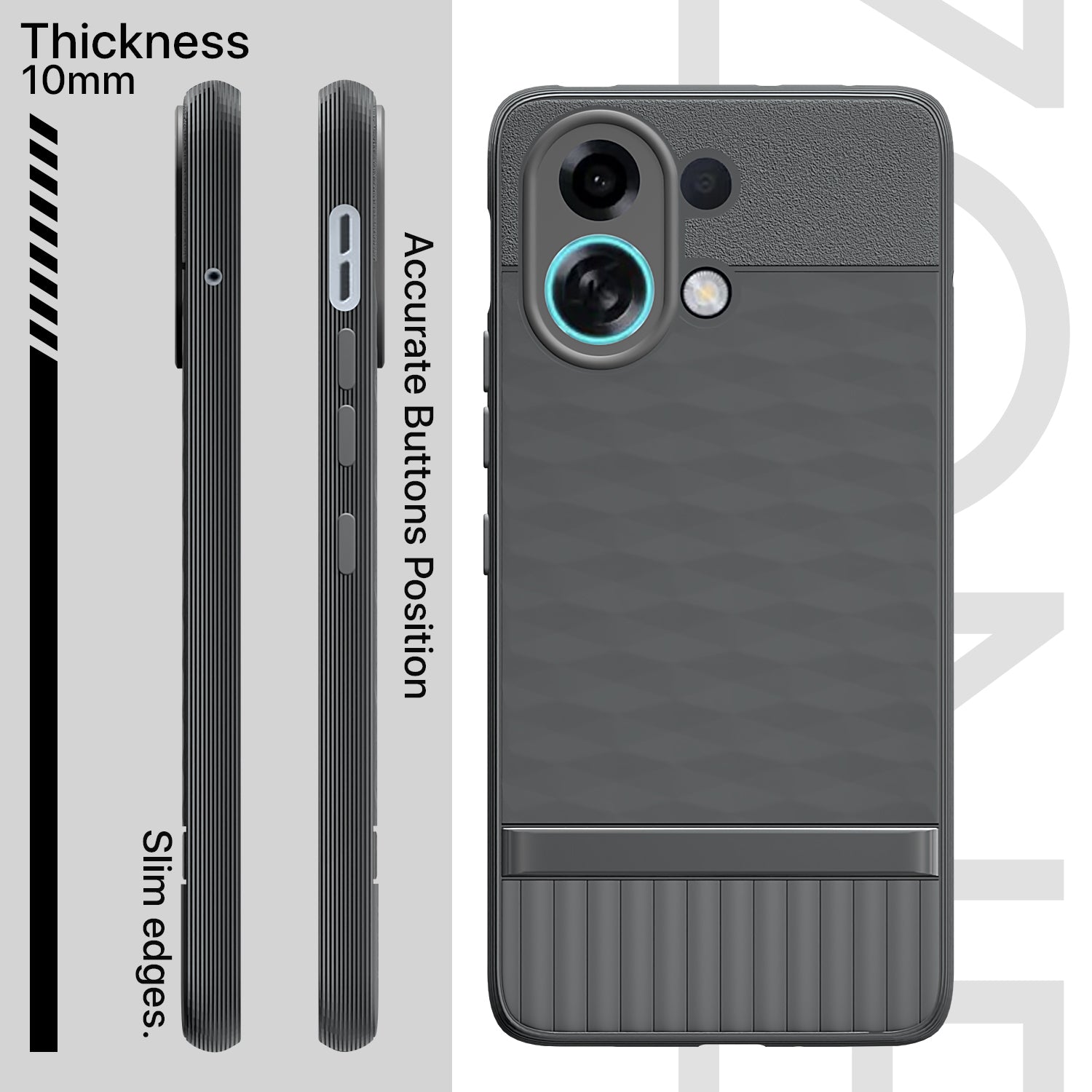 Pikkme Oppo K13 Turbo 5G Shockproof Soft Flexible Gencase Back cover (Grey)