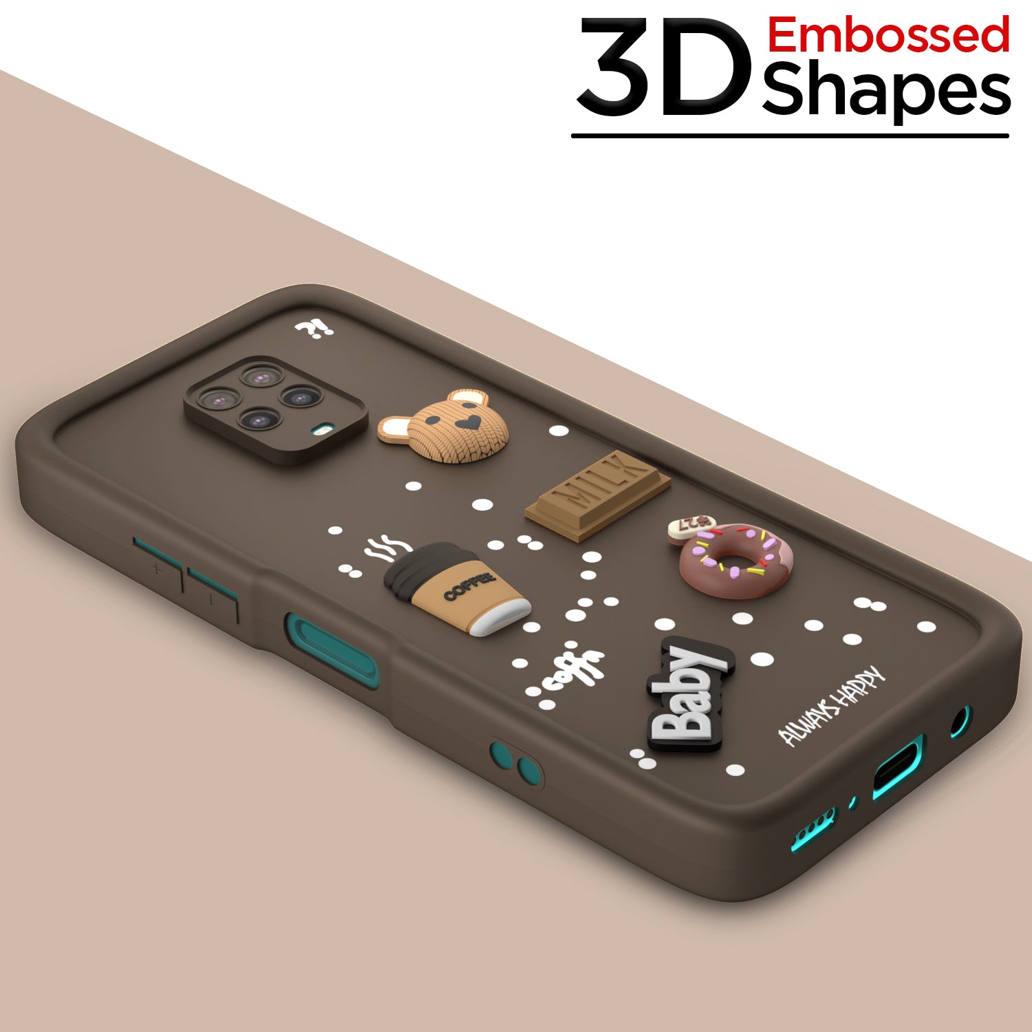 Pikkme Redmi Note 9 Pro/Note 9 Pro Max/Poco M2 Pro/Note 10 Lite Cute Fun Cartoon 3D Bear Coffee Back Cover (Brown)