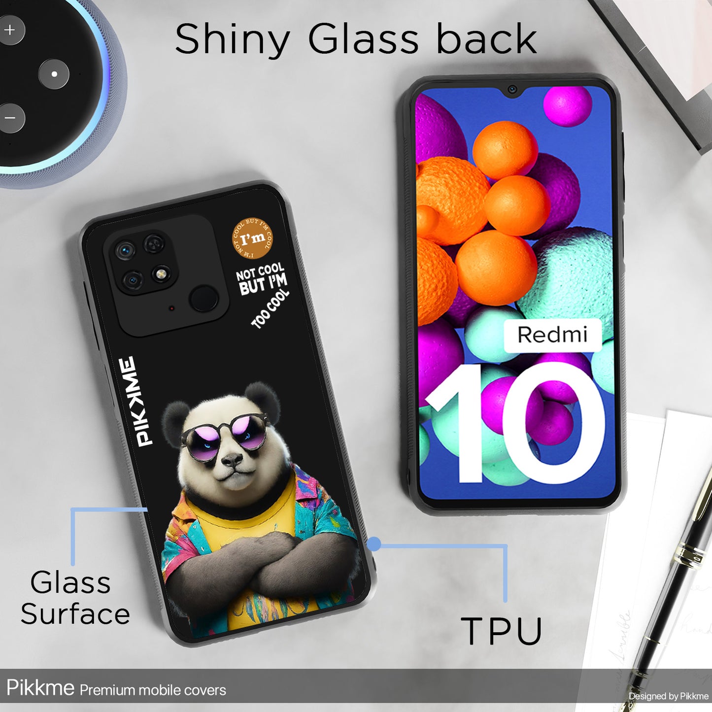 Pikkme Back Cover Pc Tpu + Printed Cool Funky Stylish Black Panda Swag Raised Edges Camera Protection |Bumper Case For Redmi 10 (Design 05)