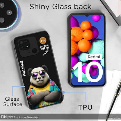 Pikkme Back Cover Pc Tpu + Printed Cool Funky Stylish Black Panda Swag Raised Edges Camera Protection |Bumper Case For Redmi 10 (Design 05)