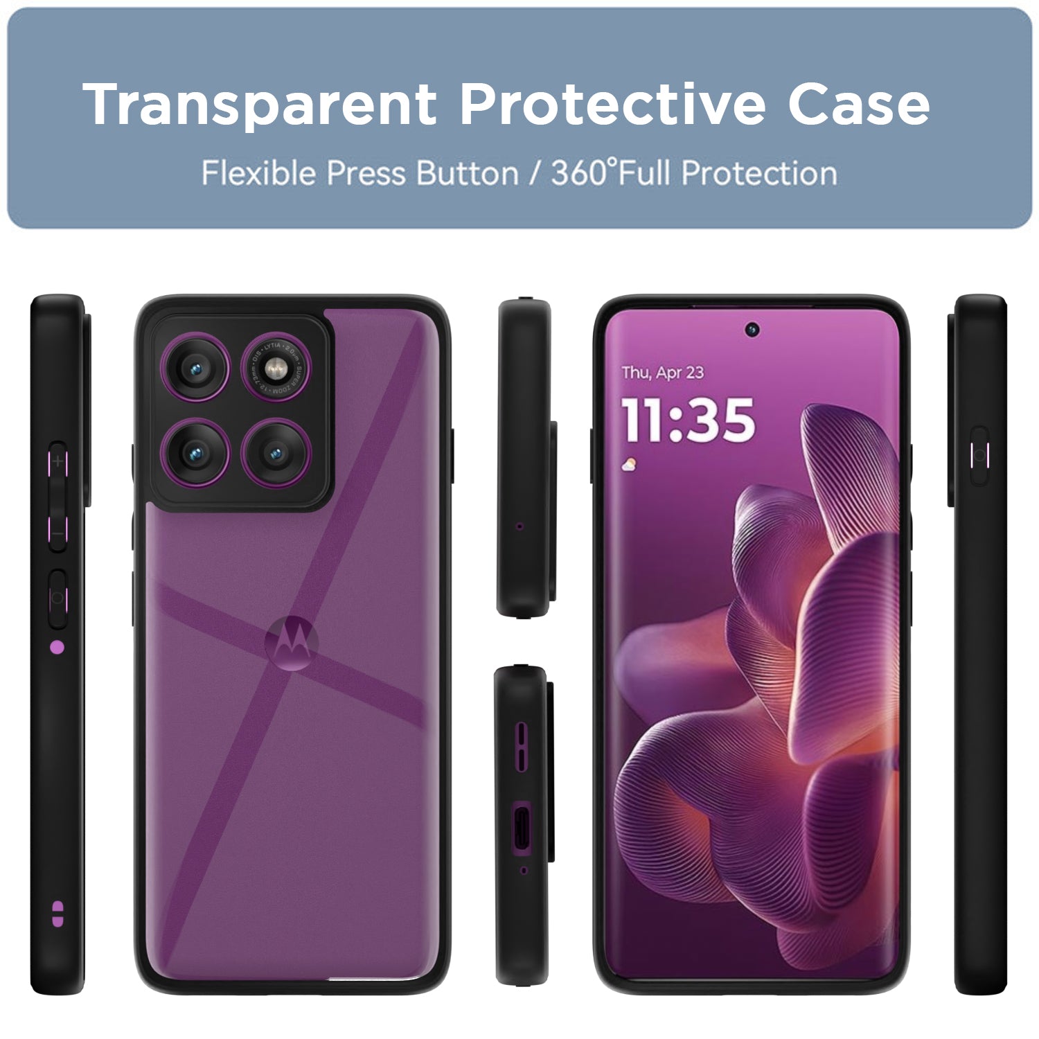 Pikkme Motorola Moto Edge 60 Pro 5G Eagle 2 Shockproof Sleek Hybrid Armor Back Cover (Black)