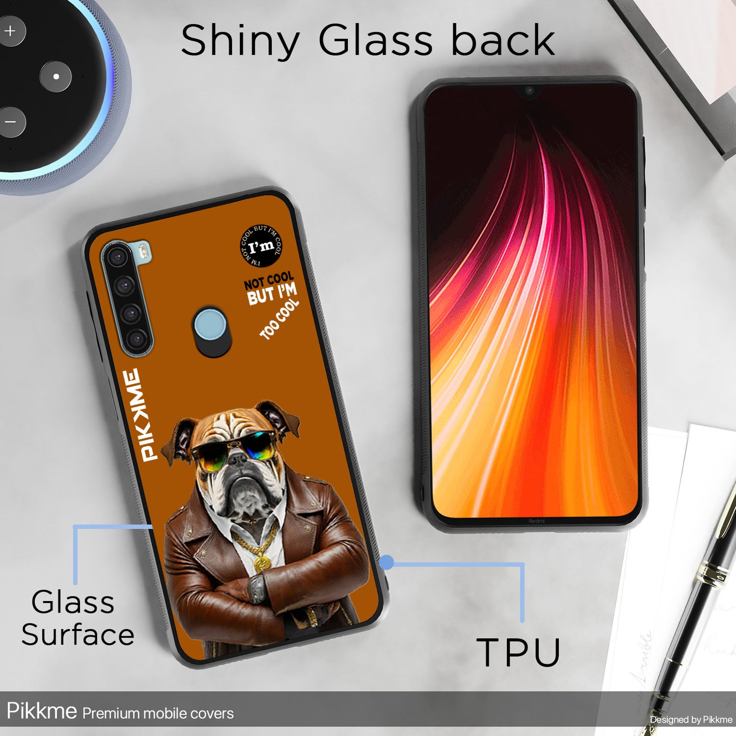 Pikkme Back Cover Pc Tpu + Printed Cool Funky Stylish Brown Dog Swag Raised Edges Camera Protection |Bumper Case For Redmi Note 8 (Design 10)