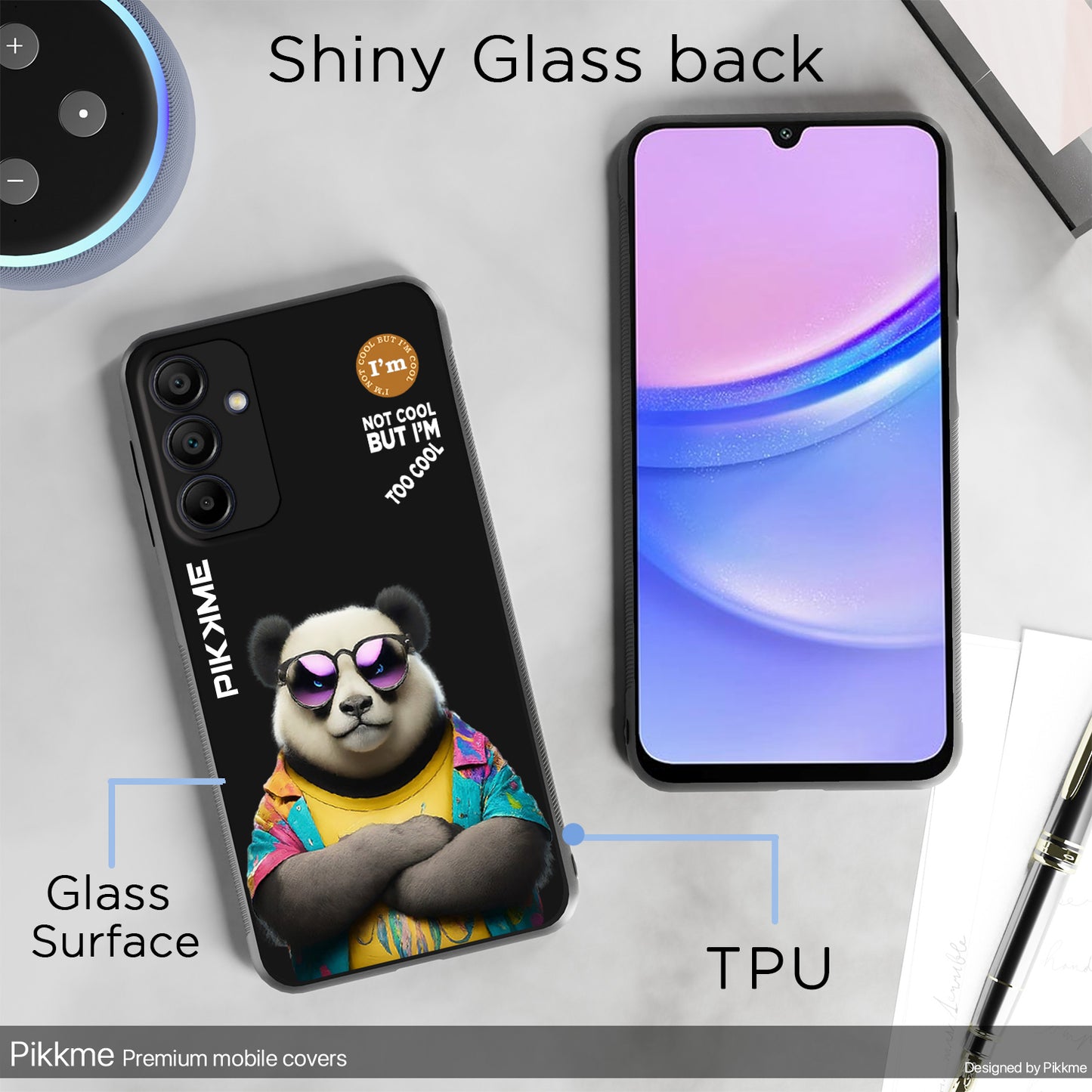 Pikkme Back Cover Pc Tpu + Printed Cool Funky Stylish Black Panda Swag Raised Edges Camera Protection |Bumper Case For Samsung Galaxy A15 (Design 05)