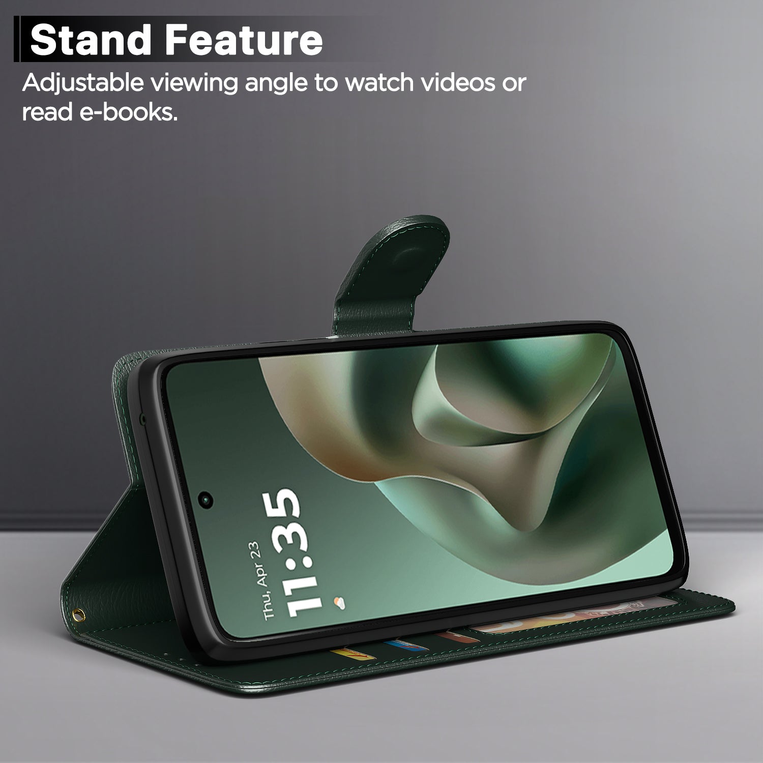 Pikkme Motorola Moto G67 Power 5G / G57 Power 5G Premium Leather Finish Vintage Flip Cover (Green)