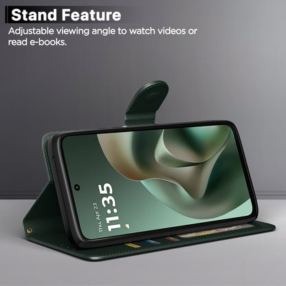 Pikkme Motorola Moto G67 Power 5G / G57 Power 5G Premium Leather Finish Vintage Flip Cover (Green)