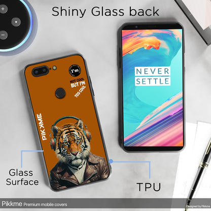 Pikkme Back Cover Pc Tpu + Printed Cool Funky Stylish Brown Tiger Swag Raised Edges Camera Protection |Bumper Case For OnePlus 5T (Design 09)