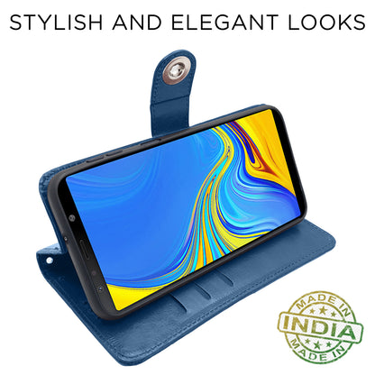 Pikkme Samsung Galaxy A7 2018 Button Flip Cover (Blue)