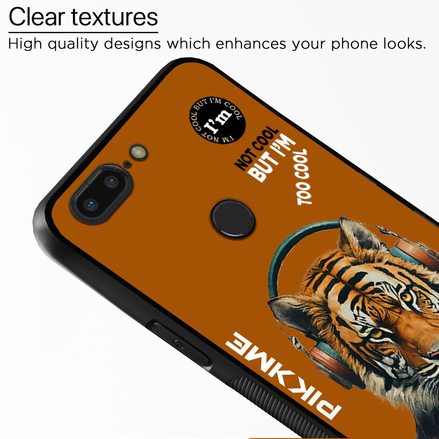 Pikkme Back Cover Pc Tpu + Printed Cool Funky Stylish Brown Tiger Swag Raised Edges Camera Protection |Bumper Case For OnePlus 5T (Design 09)