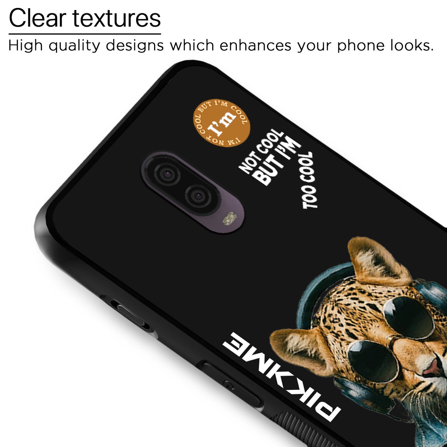 Pikkme Back Cover Pc Tpu + Printed Cool Funky Stylish Black Leopard Swag Raised Edges Camera Protection |Bumper Case For OnePlus 6T (Design 04)