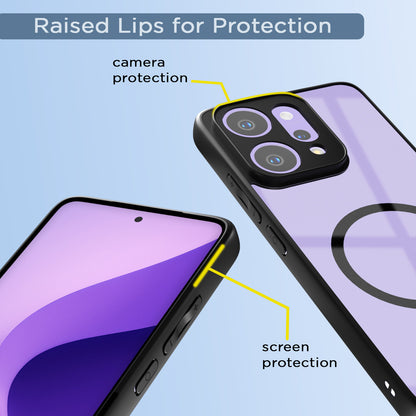 Pikkme Oppo Reno 14 Pro 5G Eagle 2 Mag-Safe Shockproof Hard Transparent Back Cover (Black)