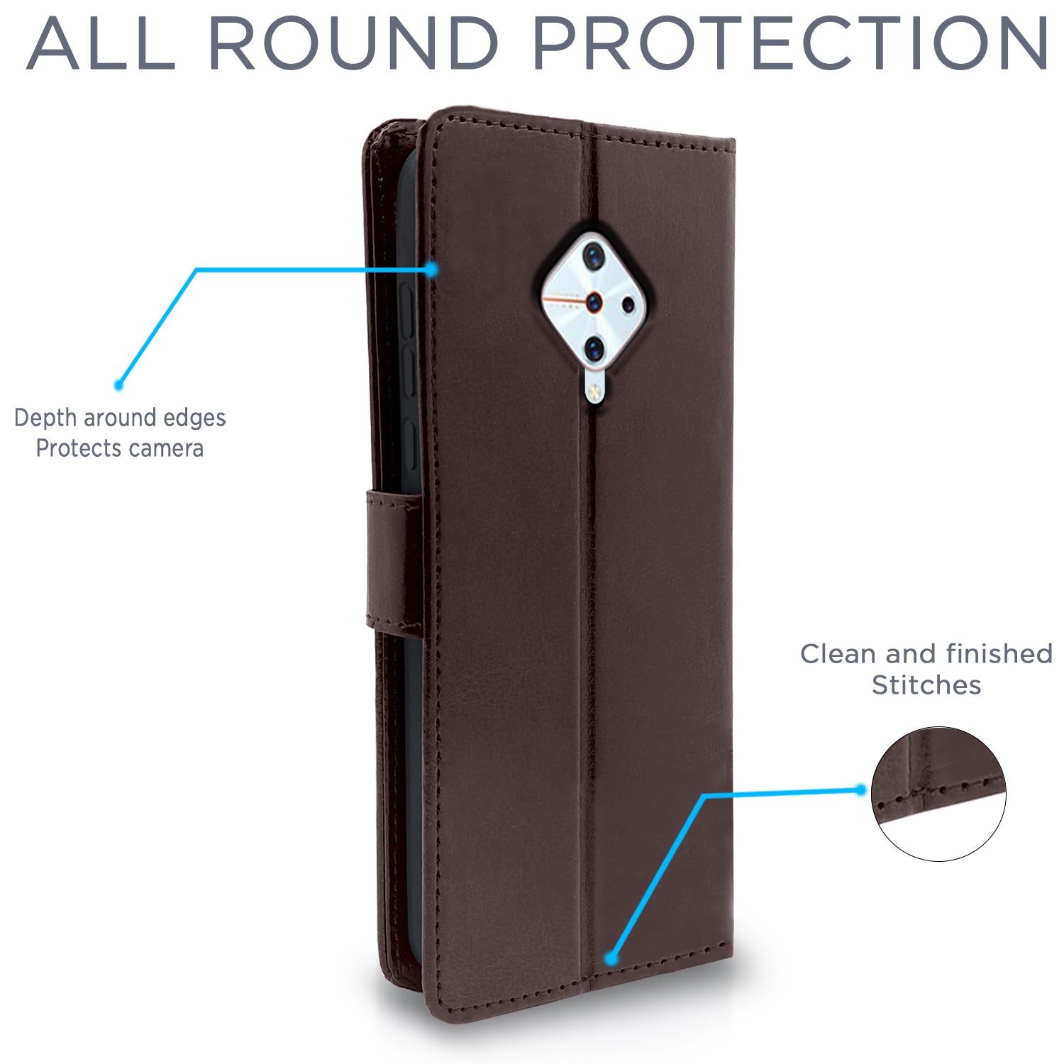 Pikkme Vivo S1 Pro Vintage Flip Cover | Coffee