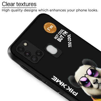 Pikkme Back Cover Pc Tpu + Printed Cool Funky Stylish Black Panda Swag Raised Edges Camera Protection |Bumper Case For Samsung Galaxy A21S (Design 05)