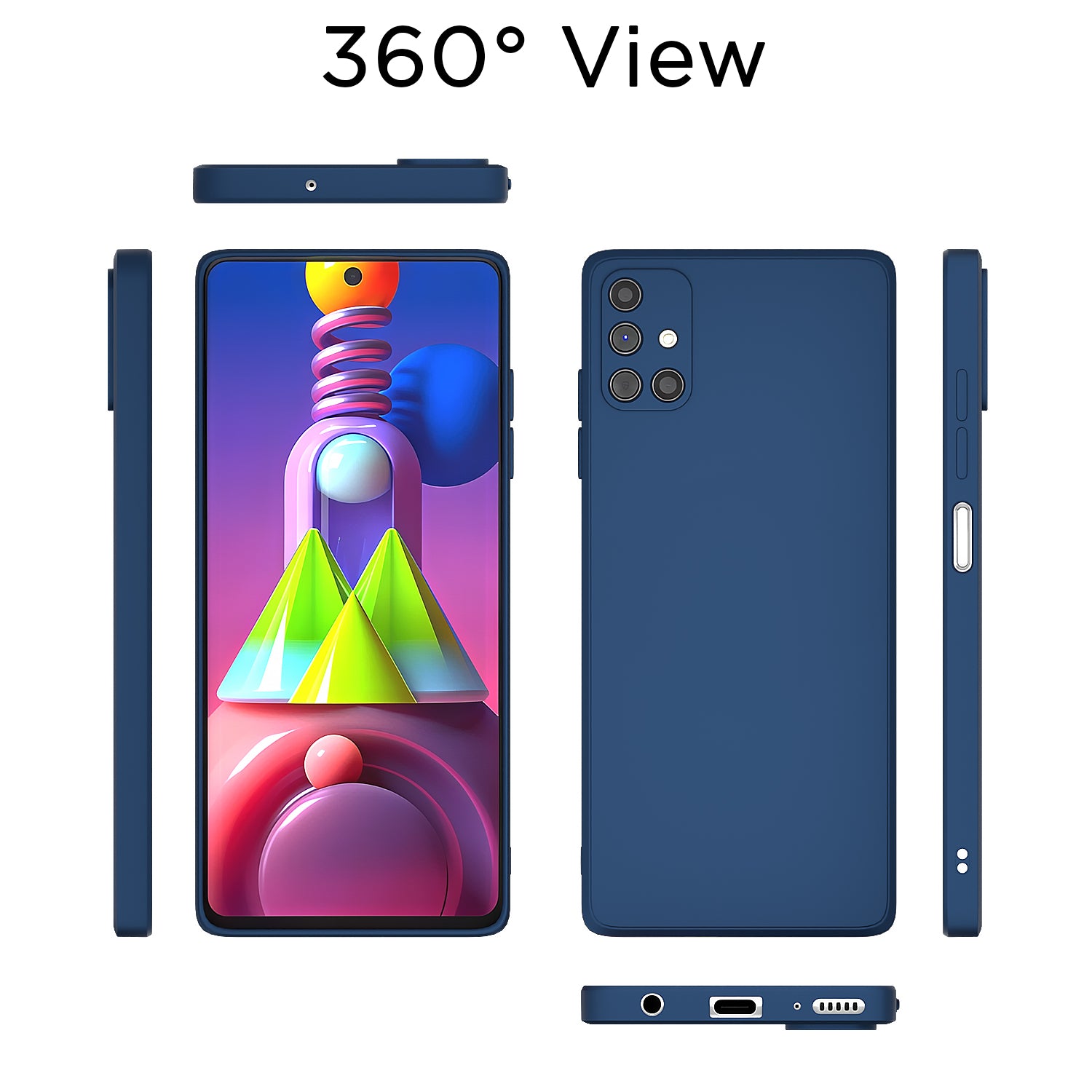 Pikkme Samsung Galaxy M51 Soft Matte Liquid Silicone Back Cover (Blue)