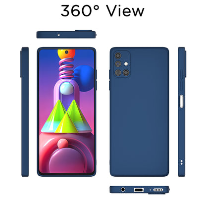 Pikkme Samsung Galaxy M51 Soft Matte Liquid Silicone Back Cover (Blue)
