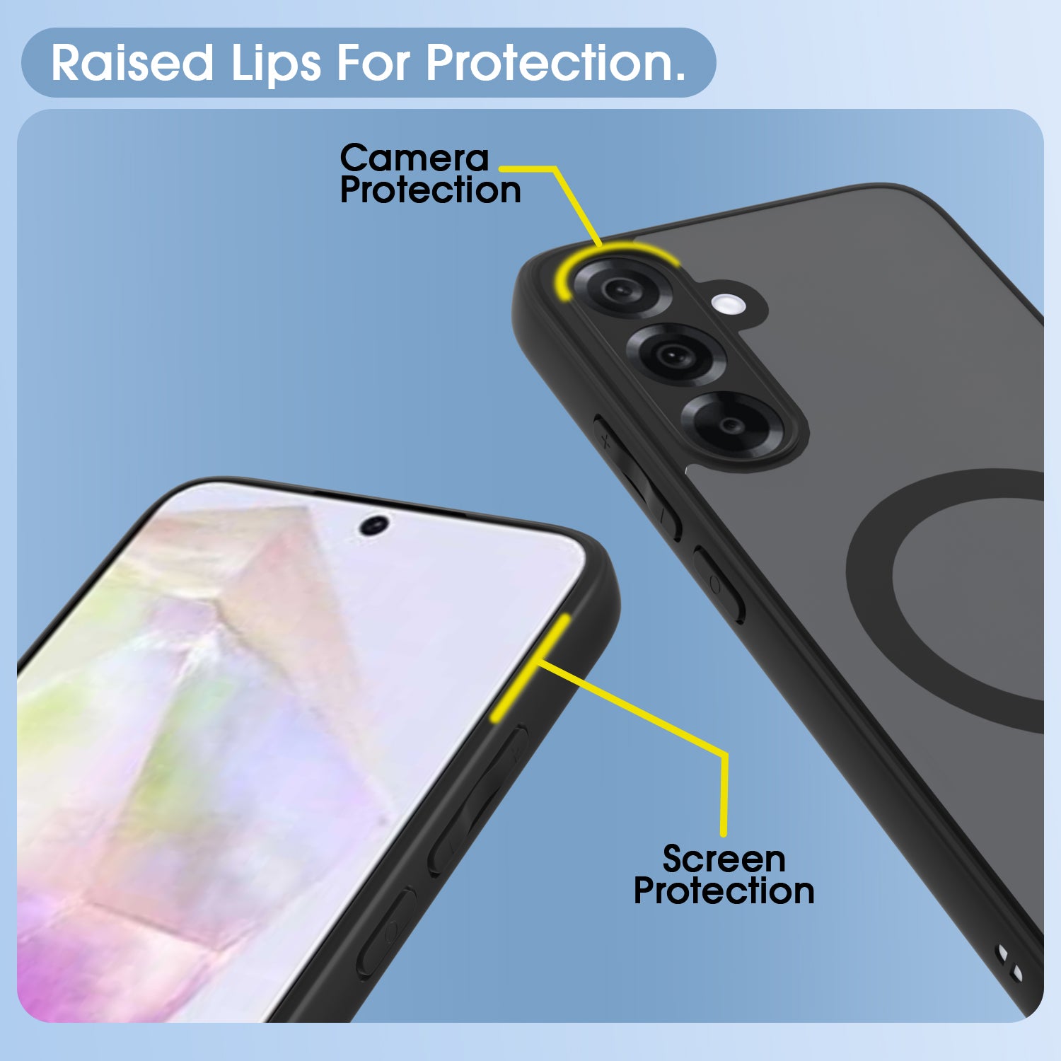 Pikkme Samsung Galaxy A36 5G Eagle 2 Mag-Safe Smoke Shockproof Hard Transparent Back Cover (Black)