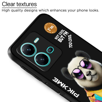 Pikkme Back Cover Pc Tpu + Printed Cool Funky Stylish Black Panda Swag Raised Edges Camera Protection |Bumper Case For Vivo V25 5G (Design 05)