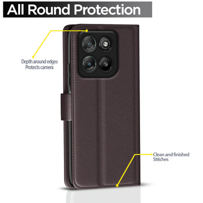 Pikkme Motorola Moto G67 Power 5G / G57 Power 5G Premium Leather Finish Vintage Flip Cover (Coffee)