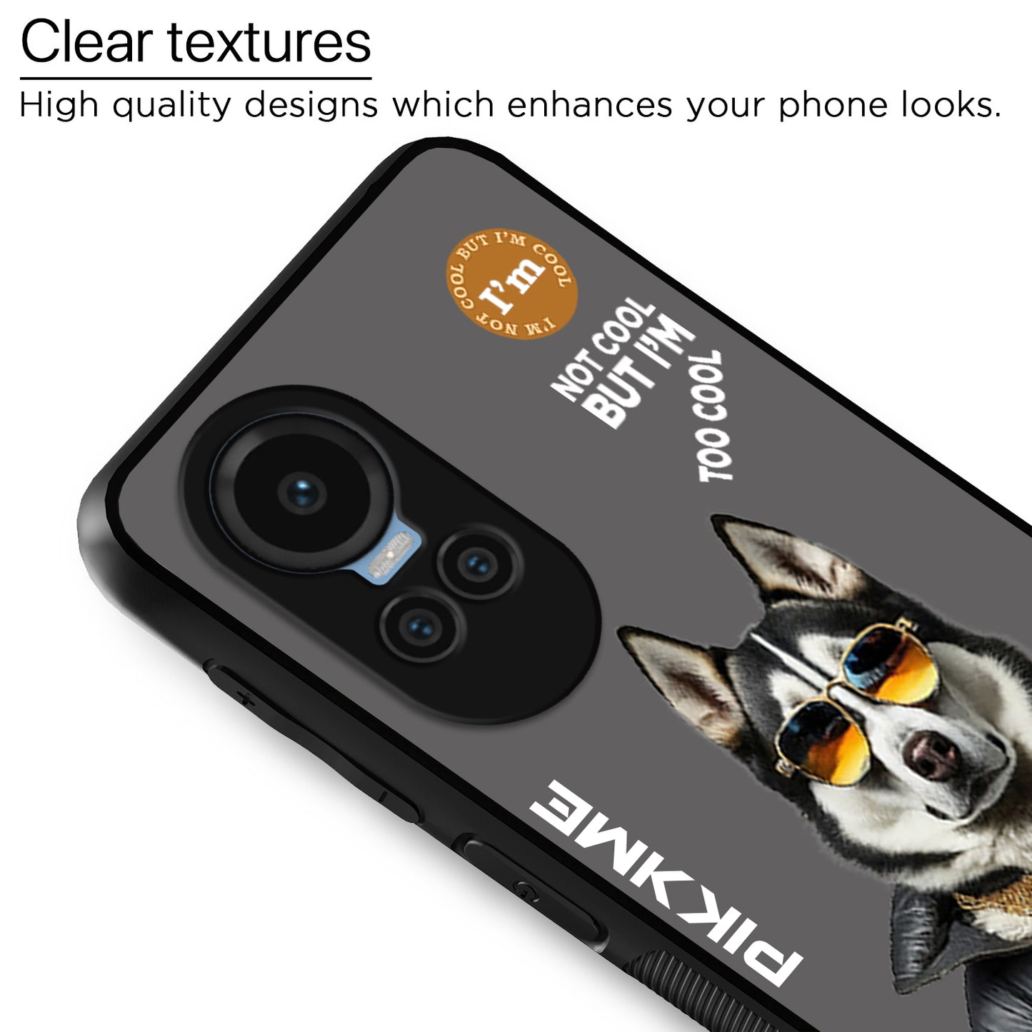 Pikkme Back Cover Pc Tpu + Printed Cool Funky Stylish Grey Dog Swag Raised Edges Camera Protection |Bumper Case For Oppo Reno 11 Pro 5G (Design 02)