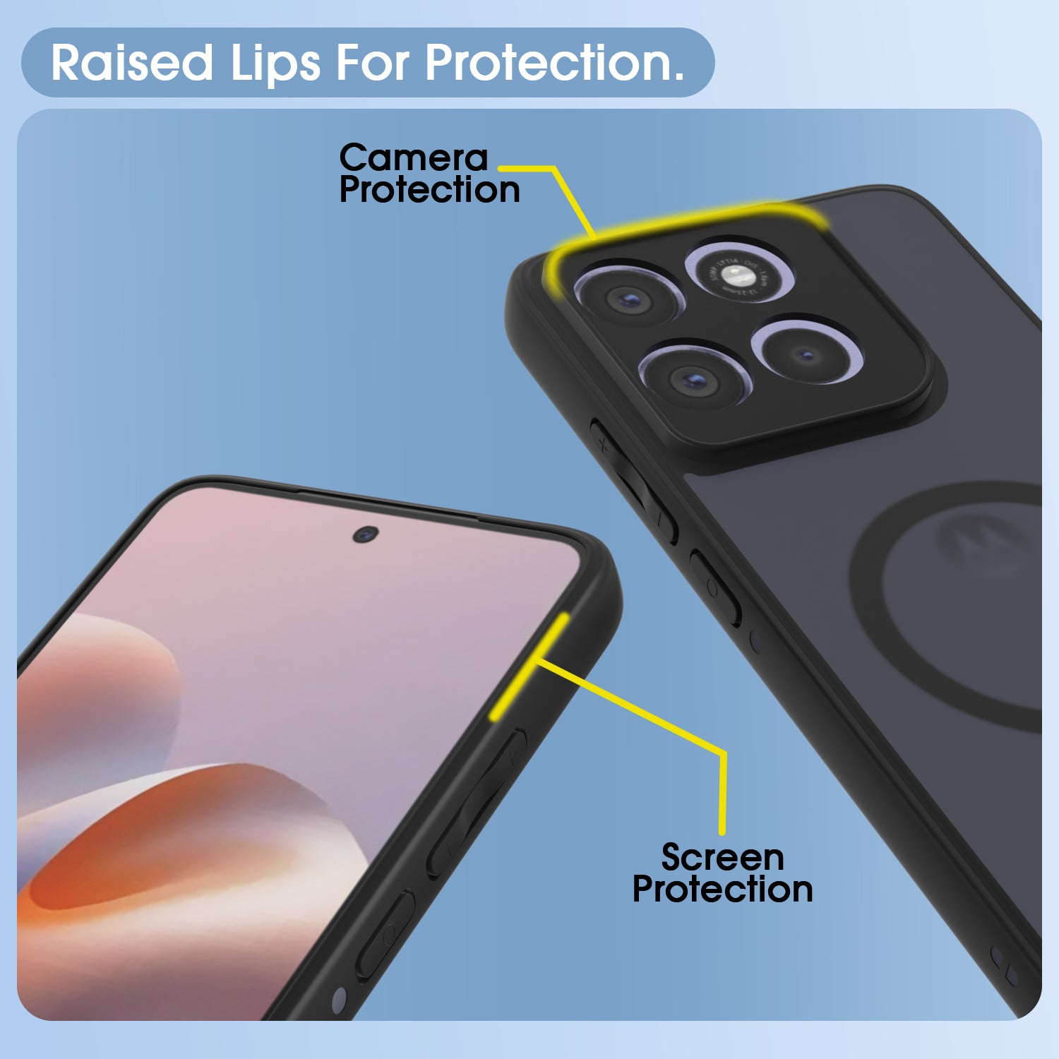 Pikkme Motorola Moto G86 Power 5G Eagle 2 Mag-Safe Smoke Shockproof Hard Transparent Back Cover (Black)