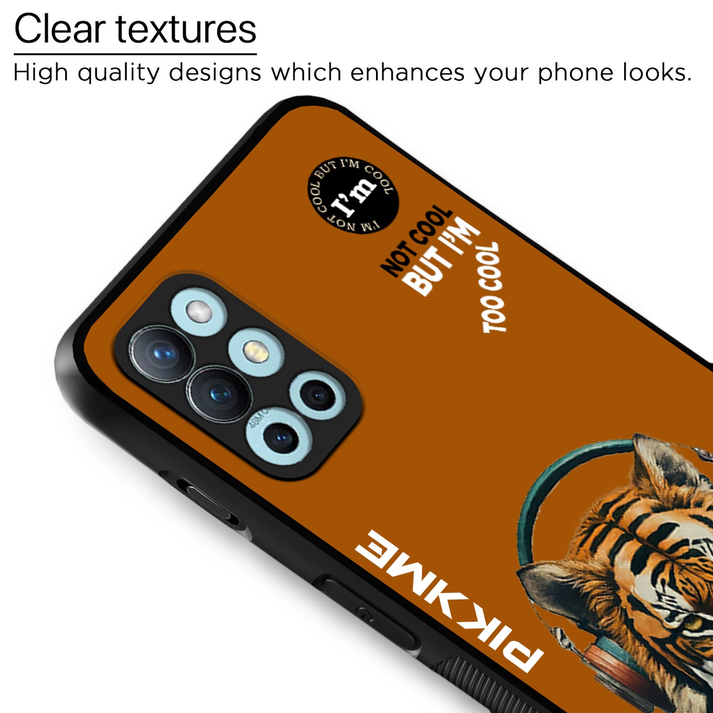 Pikkme Back Cover Pc Tpu + Printed Cool Funky Stylish Brown Tiger Swag Raised Edges Camera Protection |Bumper Case For OnePlus 9R (Design 09)