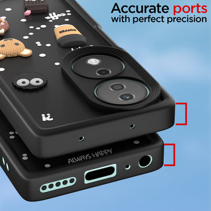 Pikkme Honor X7B 5G Cute Fun Cartoon 3D Bear Coffee  Back Cover (Black)