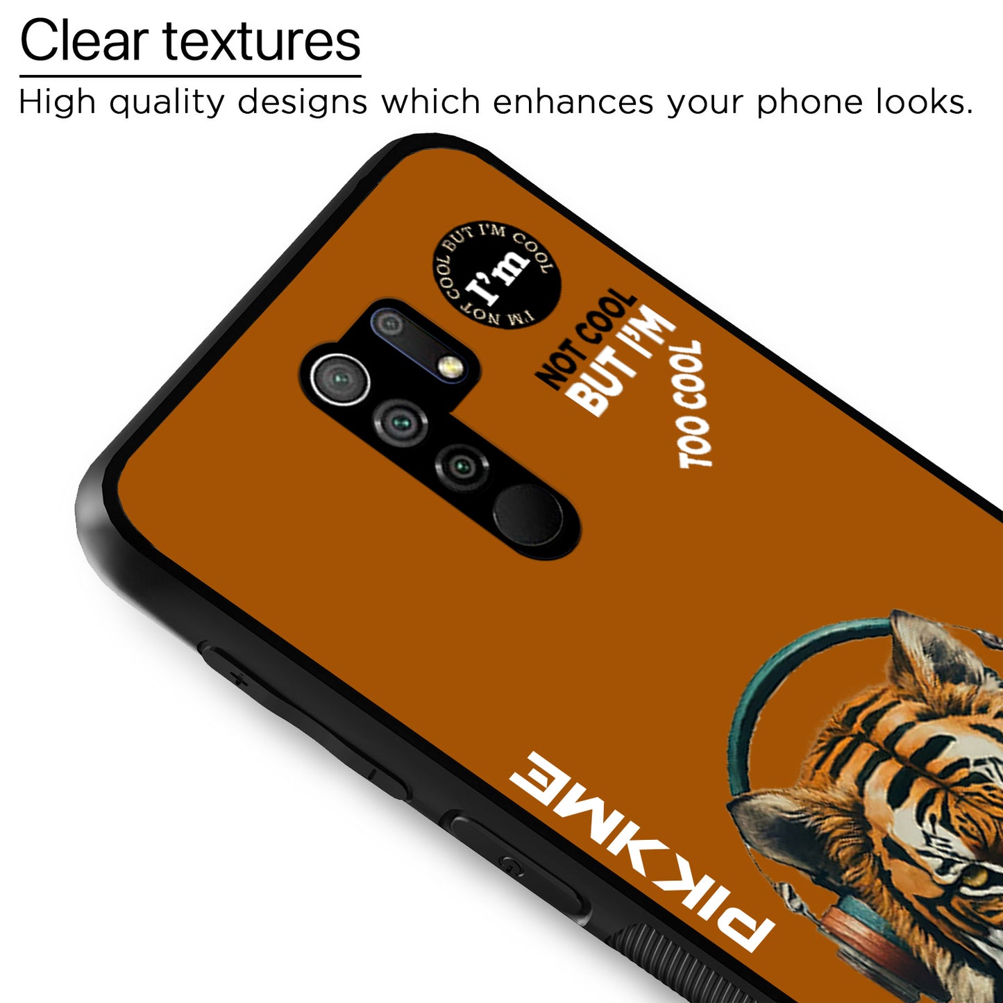 Pikkme Back Cover Pc Tpu + Printed Cool Funky Stylish Brown Tiger Swag Raised Edges Camera Protection |Bumper Case For Redmi 9 Prime (Design 09)