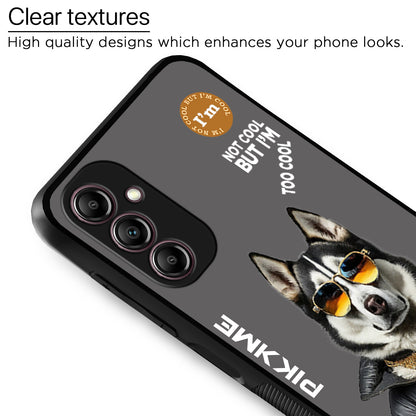 Pikkme Back Cover Pc Tpu + Printed Cool Funky Stylish Grey Dog Swag Raised Edges Camera Protection |Bumper Case For Samsung Galaxy M14 (Design 02)