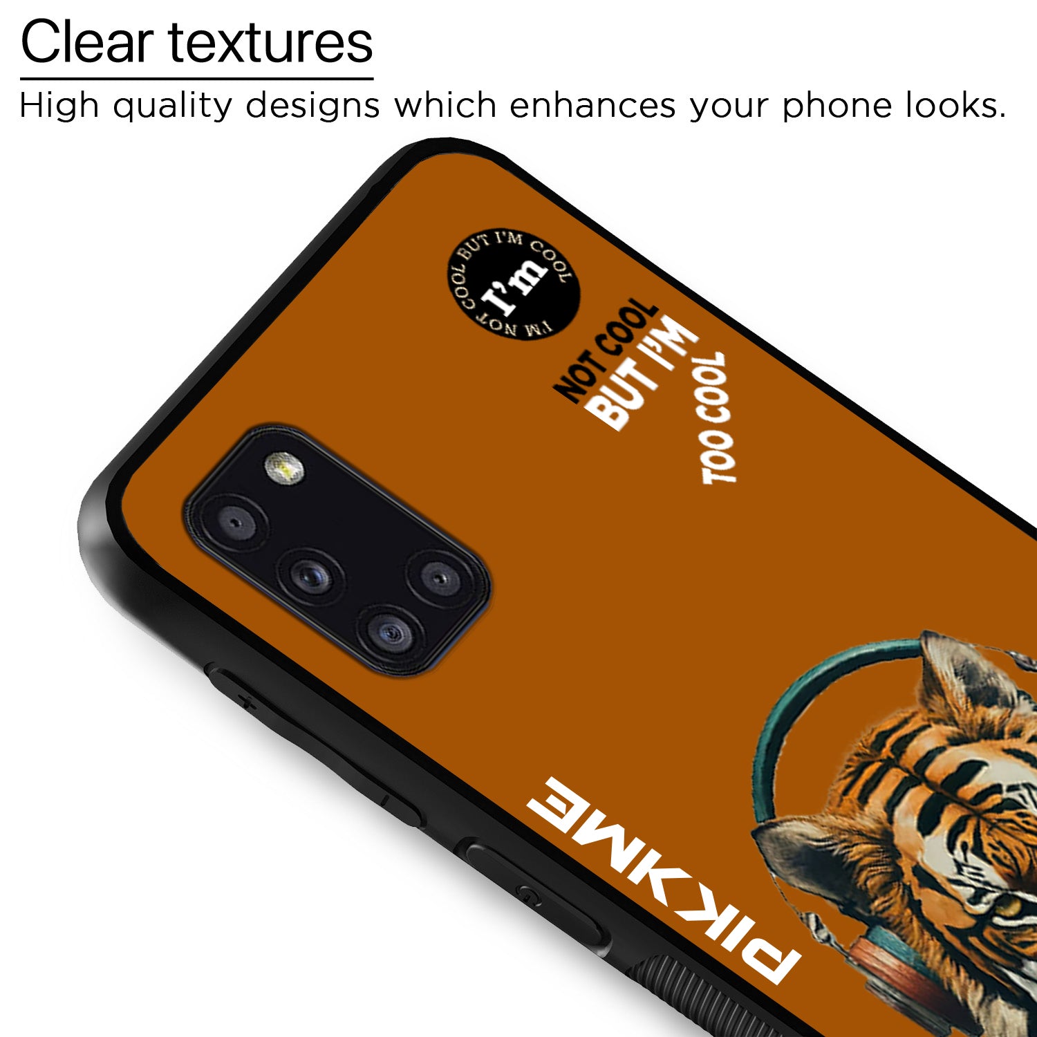 Pikkme Back Cover Pc Tpu + Printed Cool Funky Stylish Brown Tiger Swag Raised Edges Camera Protection |Bumper Case For Samsung Galaxy A31 (Design 09)