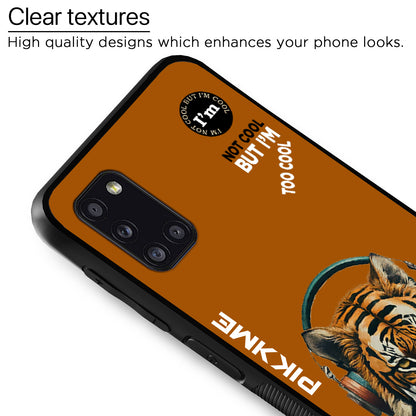 Pikkme Back Cover Pc Tpu + Printed Cool Funky Stylish Brown Tiger Swag Raised Edges Camera Protection |Bumper Case For Samsung Galaxy A31 (Design 09)