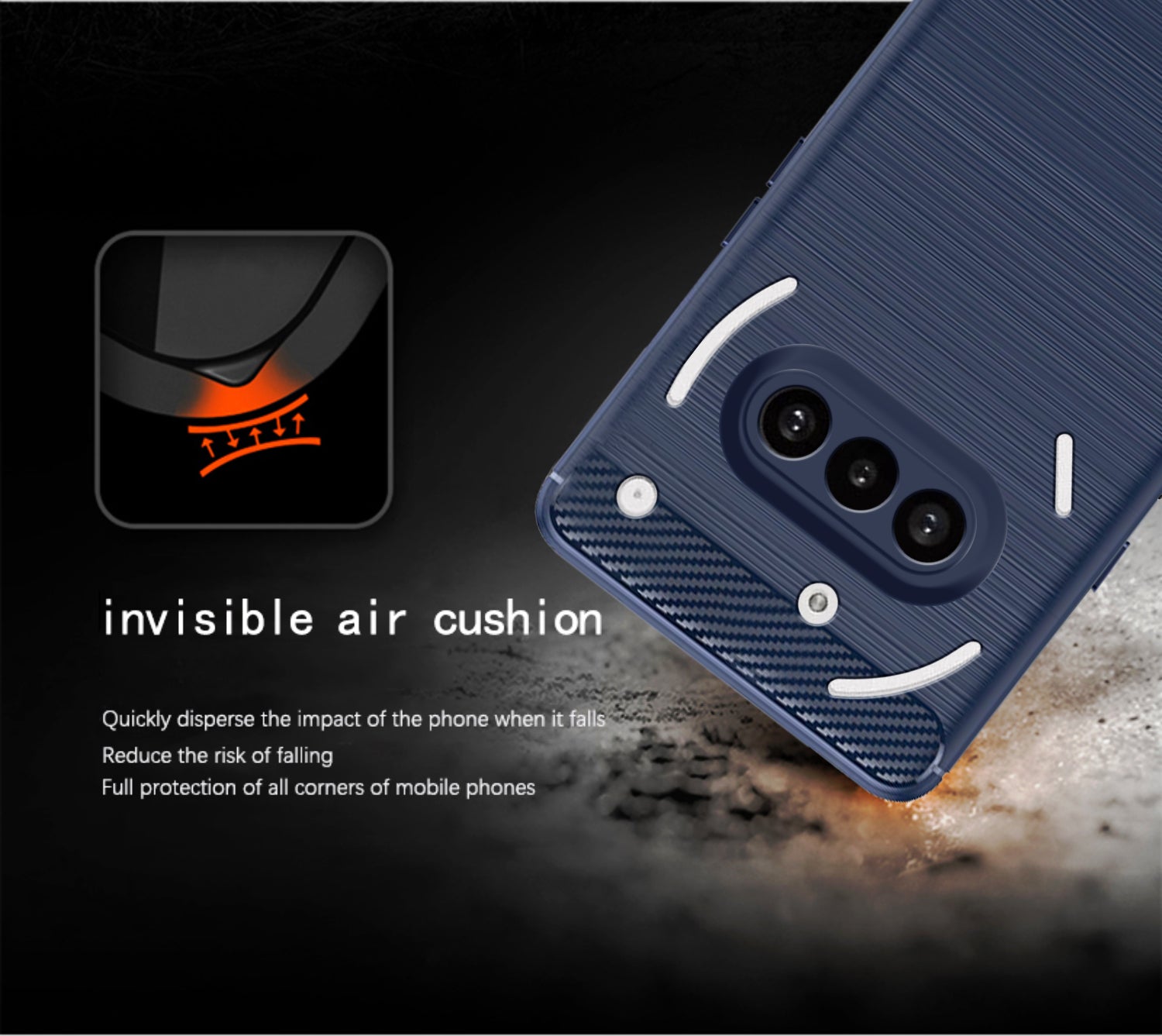 Pikkme Nothing Phone 3a 5G  Hybrid Carbon Fiber Back Cover (Blue)