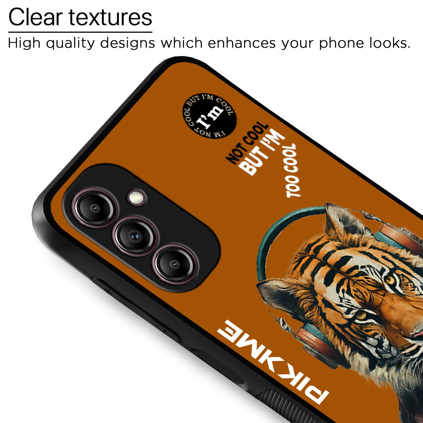 Pikkme Back Cover Pc Tpu + Printed Cool Funky Stylish Brown Tiger Swag Raised Edges Camera Protection |Bumper Case For Samsung Galaxy M14 (Design 09)