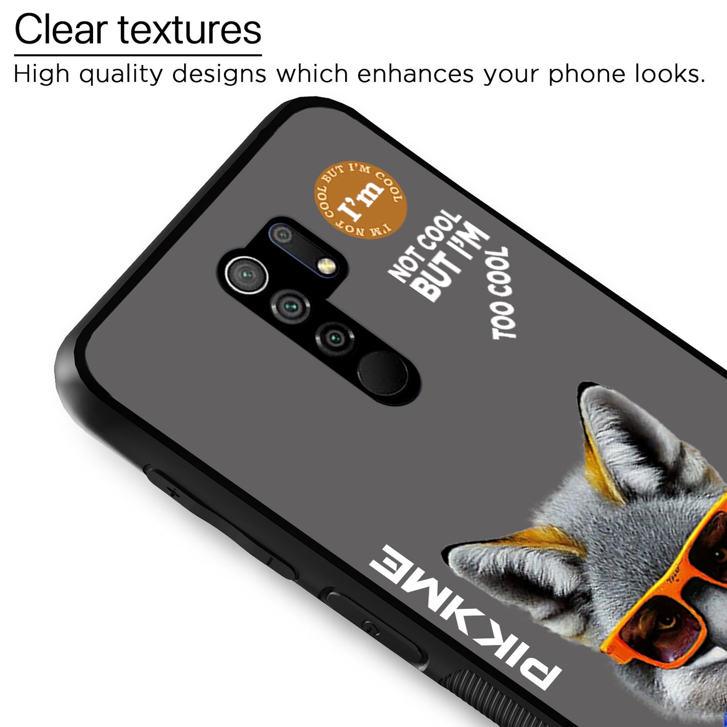 Pikkme Back Cover Pc Tpu + Printed Cool Funky Stylish Grey Wolf Swag Raised Edges Camera Protection |Bumper Case For Redmi 9 Prime (Design 01)