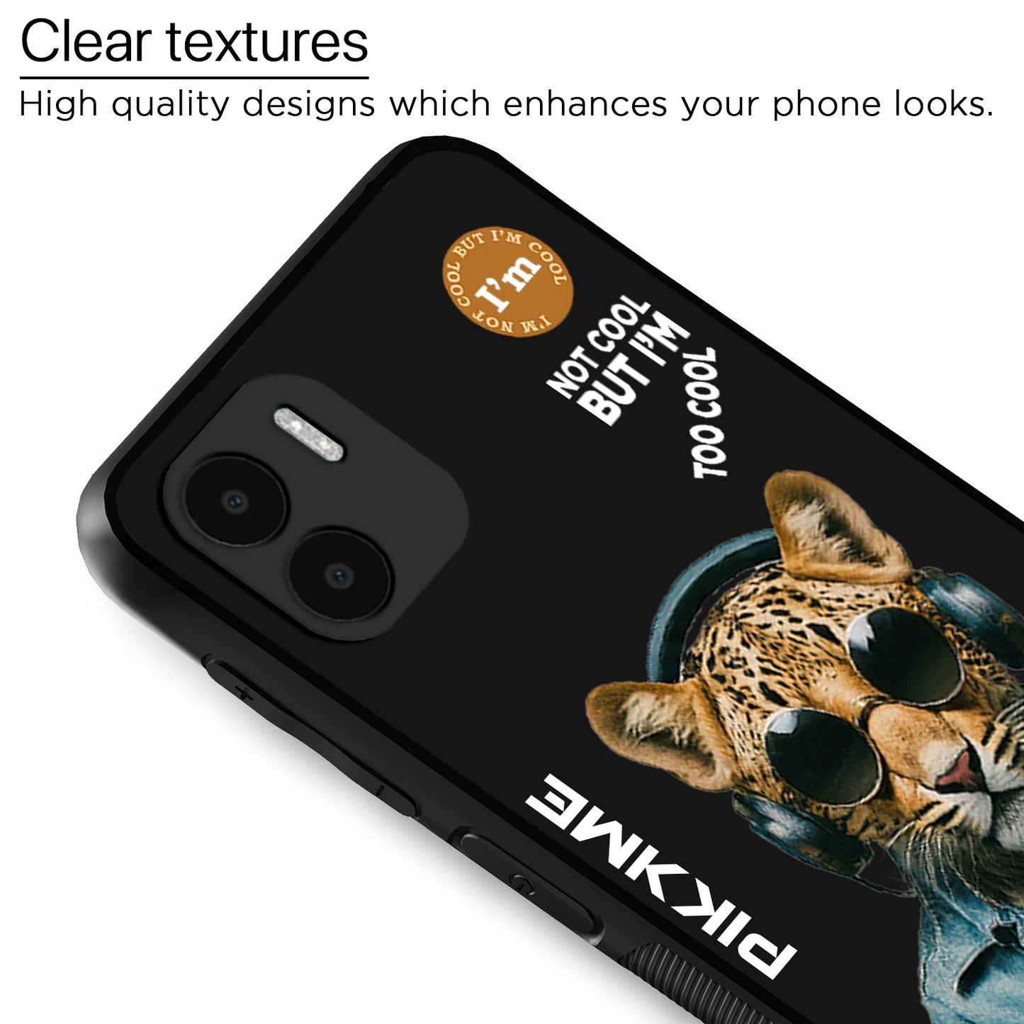 Pikkme Back Cover Pc Tpu + Printed Cool Funky Stylish Black Leopard Swag Raised Edges Camera Protection |Bumper Case For Redmi A1 (Design 04)