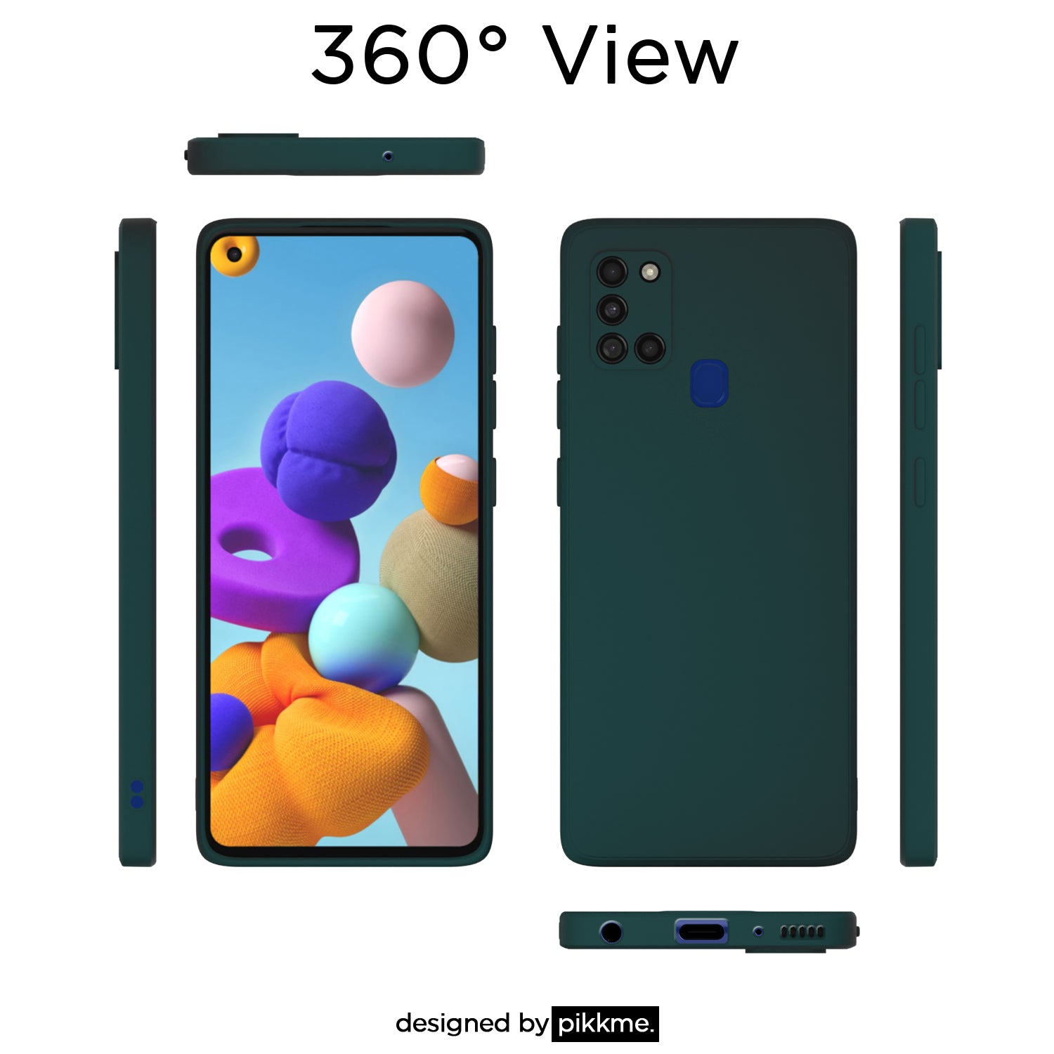 Pikkme Samsung Galaxy A21s Liquid Silicone Back Cover | Green