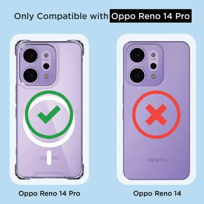 Pikkme Oppo Reno 14 Pro 5G Mag-Safe Shockproof PC + TPU Back Cover (Transparent)