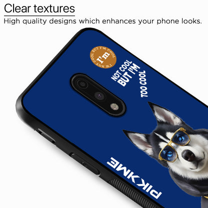 Pikkme Back Cover Pc Tpu + Printed Cool Funky Stylish Blue Dog Swag Raised Edges Camera Protection |Bumper Case For OnePlus 7 (Design 08)