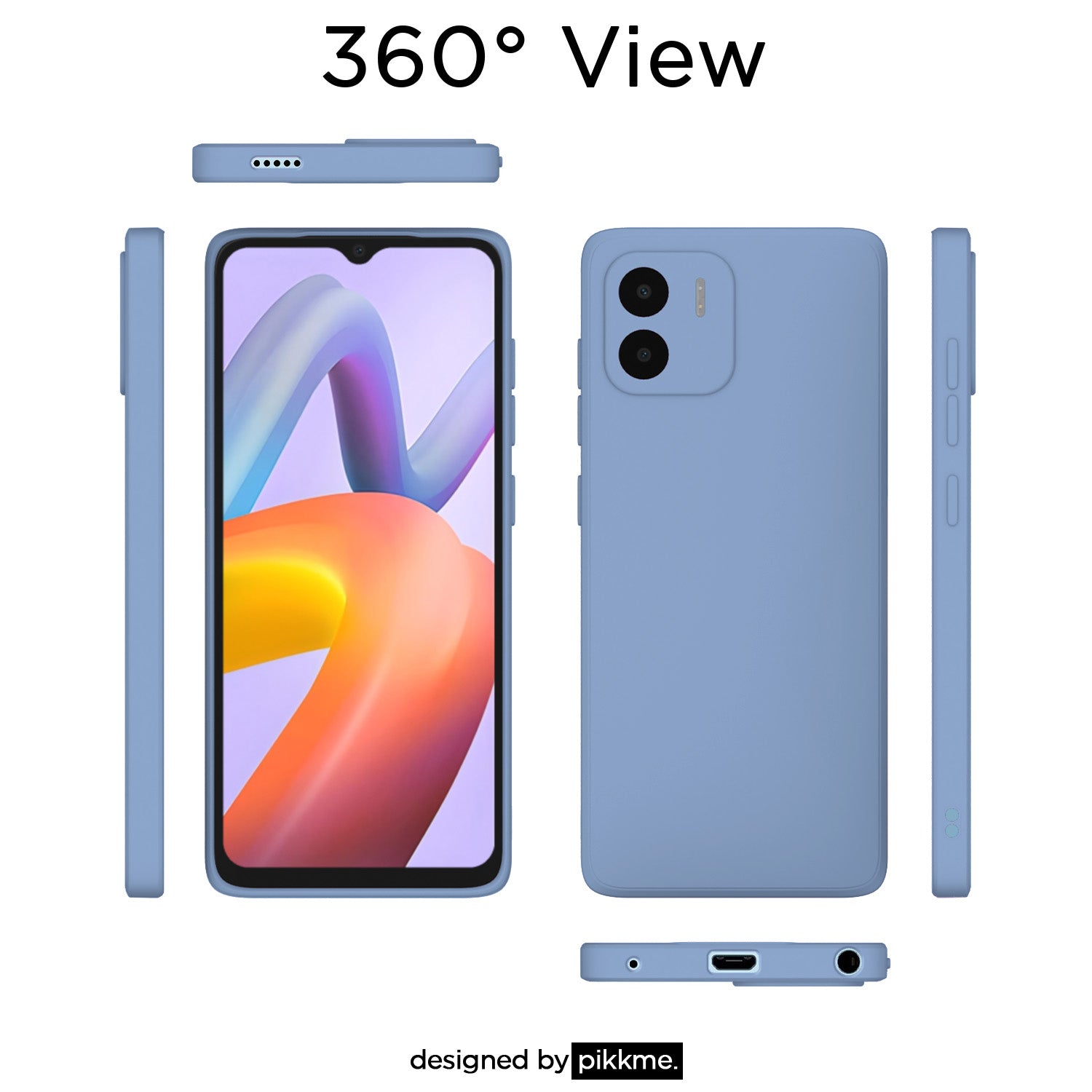 Pikkme Redmi A1 / Redmi A2 Soft Matte Liquid Silicone Back Cover (Aqua Blue)