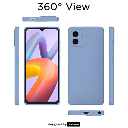 Pikkme Redmi A1 / Redmi A2 Soft Matte Liquid Silicone Back Cover (Aqua Blue)