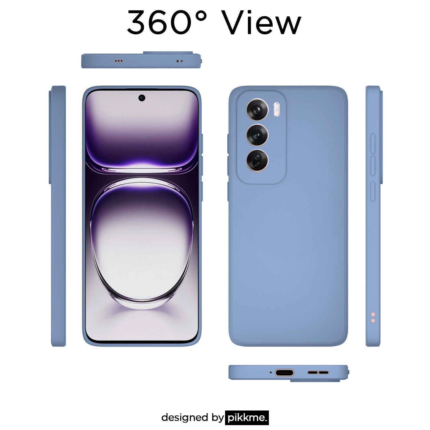 Pikkme Oppo Reno 12 Pro 5G Soft Matte Liquid Silicone Back Cover (Aqua Blue)